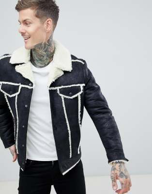 asos shearling jacket mens