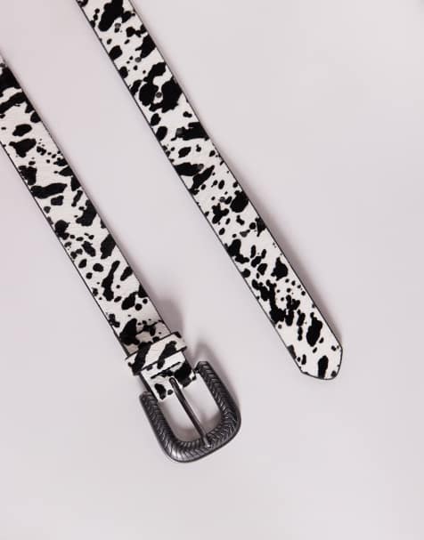 ASOS DESIGN – Western-Gürtel mit Kuhflecken-Print aus Kunst-Ponyleder - view 1