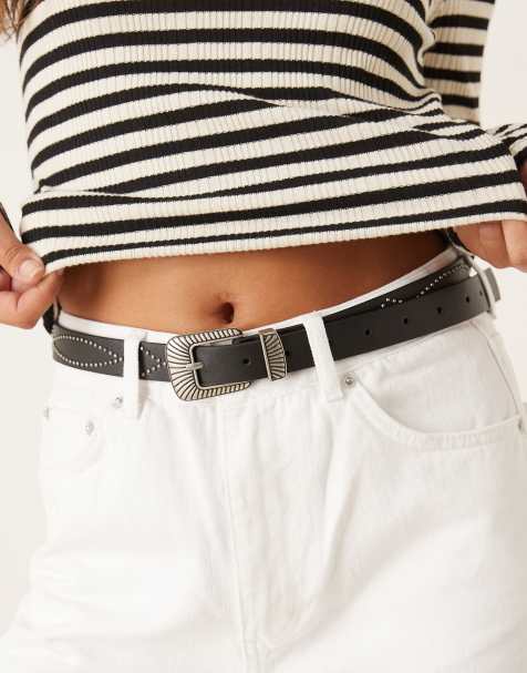 ASOS DESIGN – Western-Hüft- und Taillengürtel in Schwarz mit Nieten - view 1