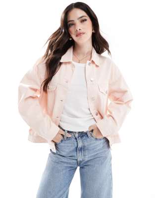 ASOS DESIGN - Western-Jeansjacke in verwaschenem Rosa