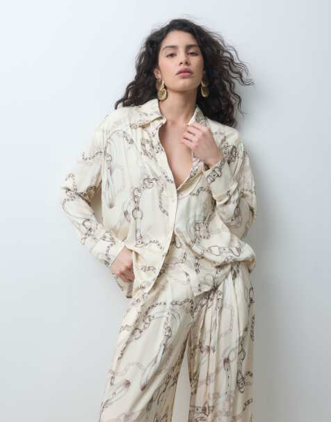 ASOS DESIGN western shirt co-ord in chain link print - view 1