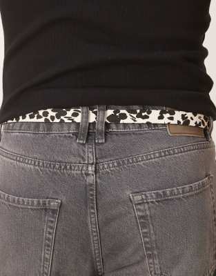 Asos Design Western Skinny Cow Belt In White