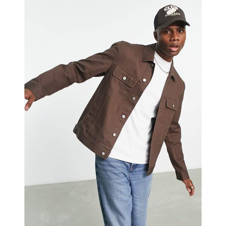 ASOS DESIGN western twill jacket in brown