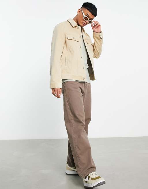 ASOS DESIGN – Westernjacke aus Cord in Stein