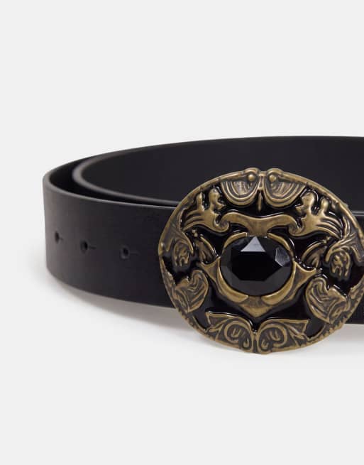 ASOS DESIGN westernskärp med antik look och spänne i guld, 5 av 7