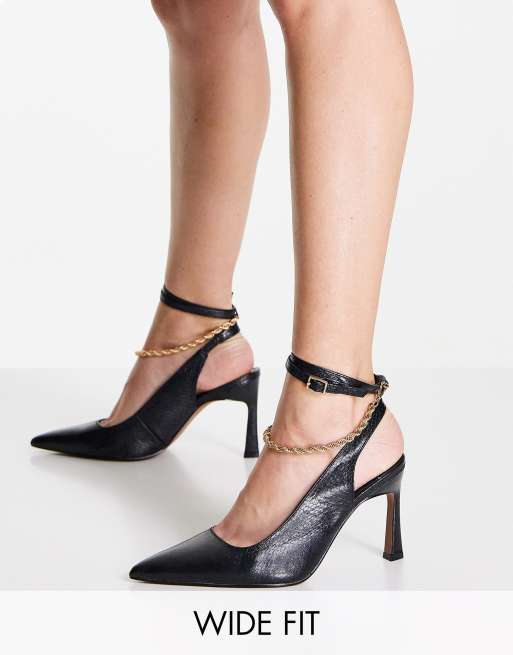 ASOS DESIGN - Weston - Chaussures pointure large à talon avec chaînette - Noir