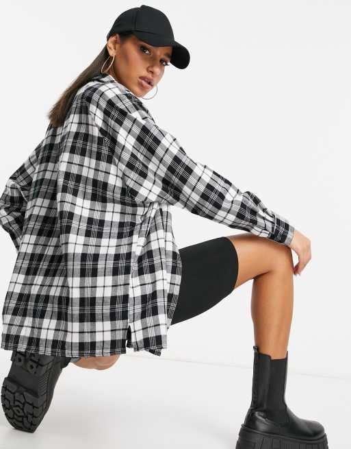 ASOS DESIGN WFH mono check boyfriend shirt, 2 of 4