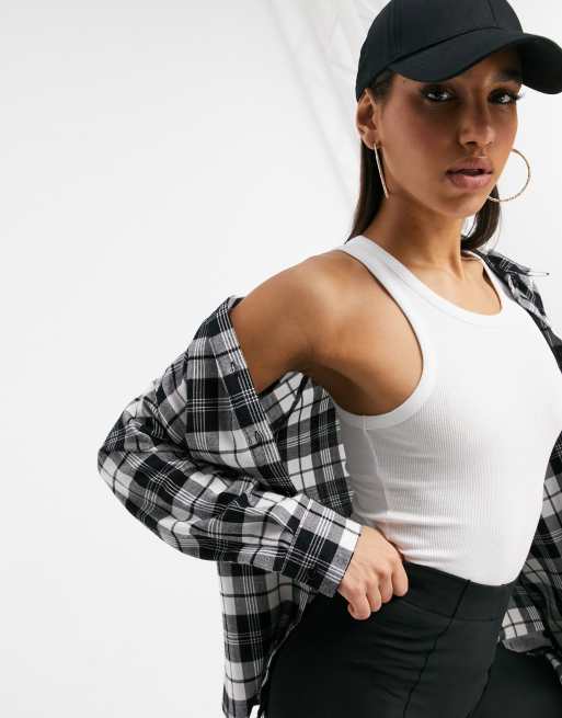 ASOS DESIGN WFH mono check boyfriend shirt, 3 of 4