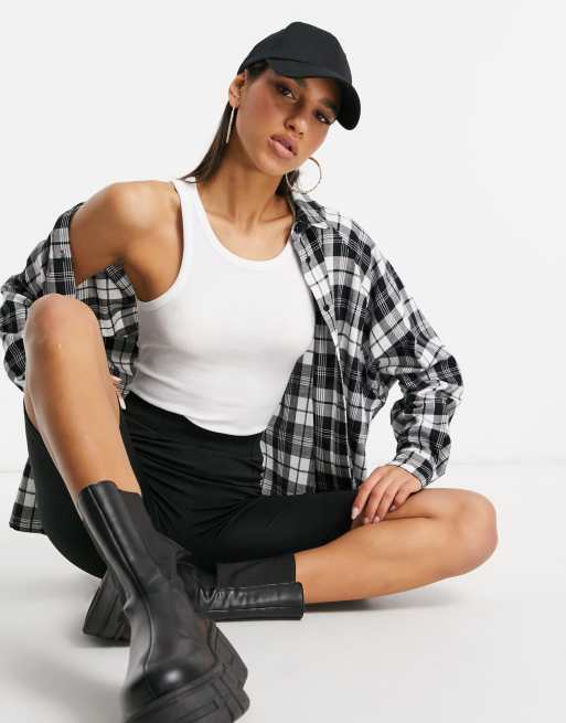 ASOS DESIGN WFH mono check boyfriend shirt, 4 of 4