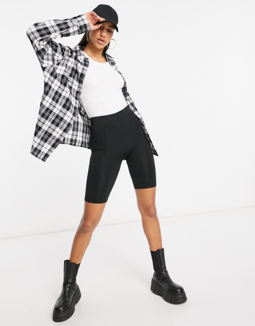 ASOS DESIGN WFH – Mono-rutig skjorta i boyfriend-modell