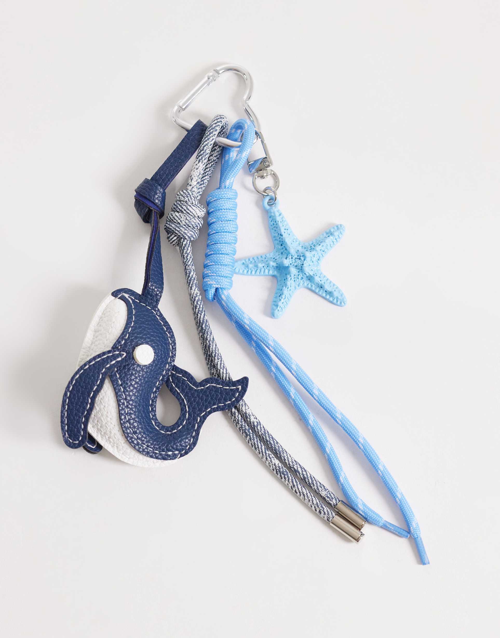 asos design whale bag charm in blue