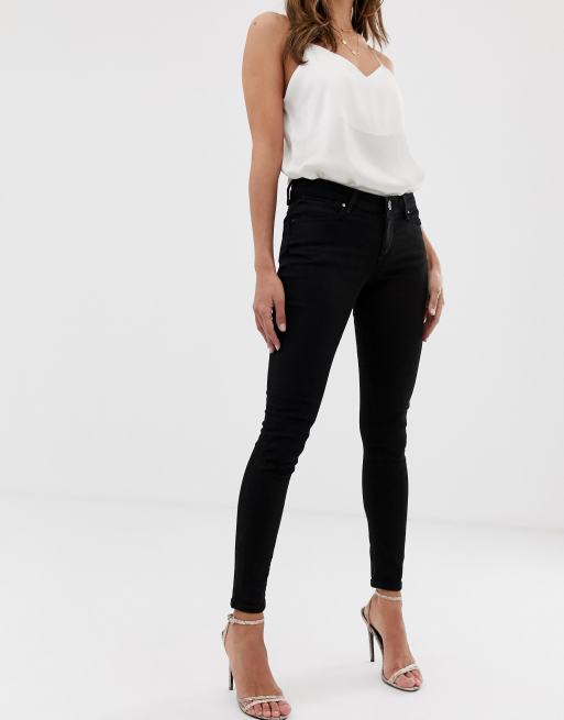 Asos Design Whitby Jean Skinny Taille Basse Noir Pur Jeans Femme