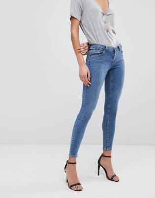 ASOS DESIGN Whitby low rise skinny jeans in dark wash blue