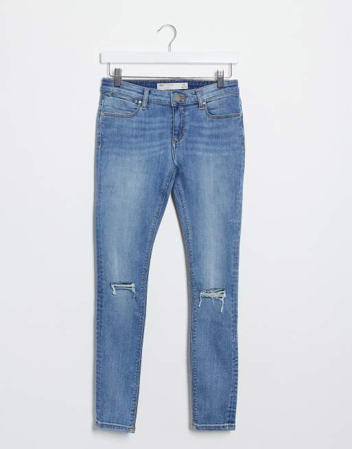 low waist dark blue jeans