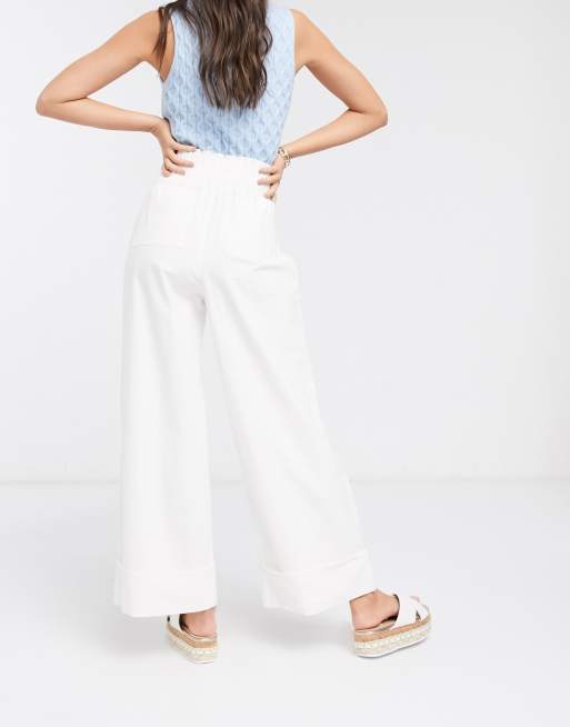 White cotton cropped deals trousers