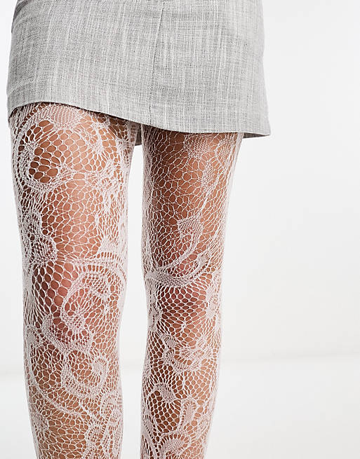 ASOS DESIGN white lace tights
