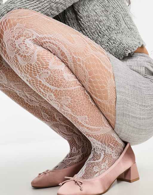 ASOS DESIGN white lace tights