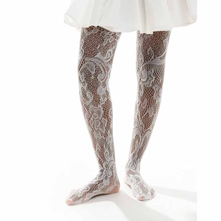 ASOS DESIGN white lace tights