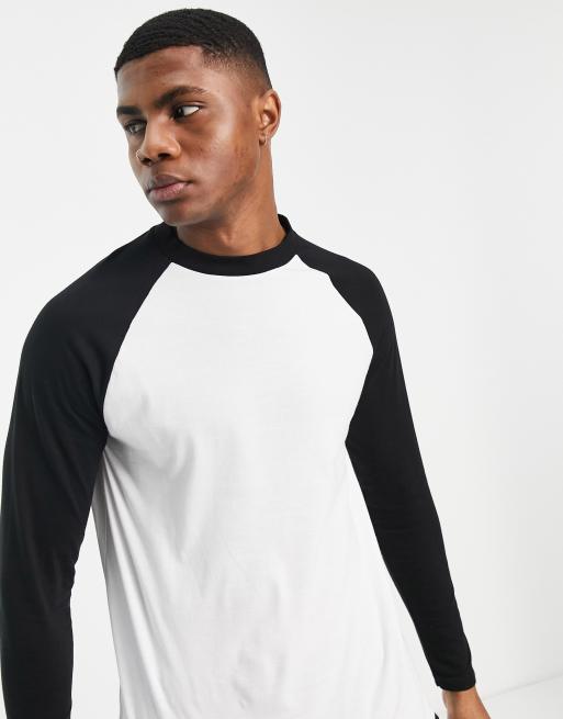 Bigdude Contrast Raglan Sleeve T-Shirt Black/White