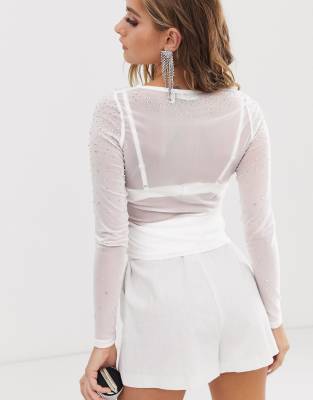 asos white mesh top