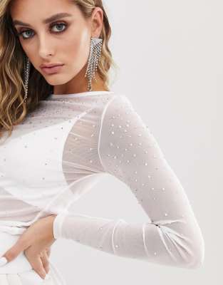 asos white mesh top