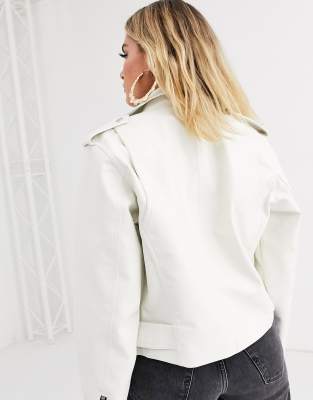 white leather jacket oversized