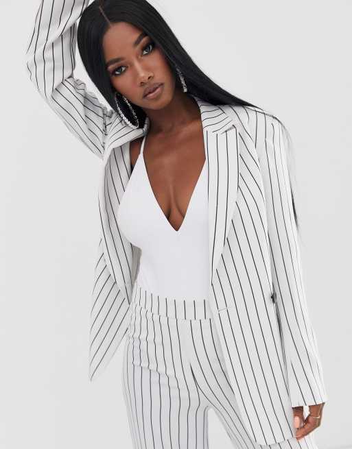 White on sale pinstripe blazer