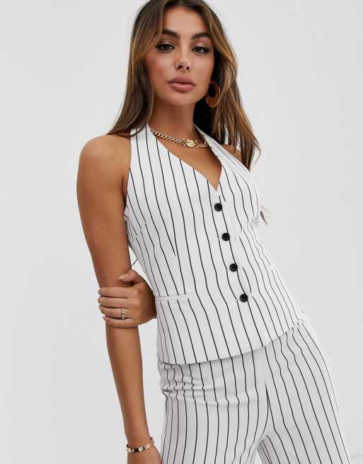 ASOS White Pinstripe Suit Blazer