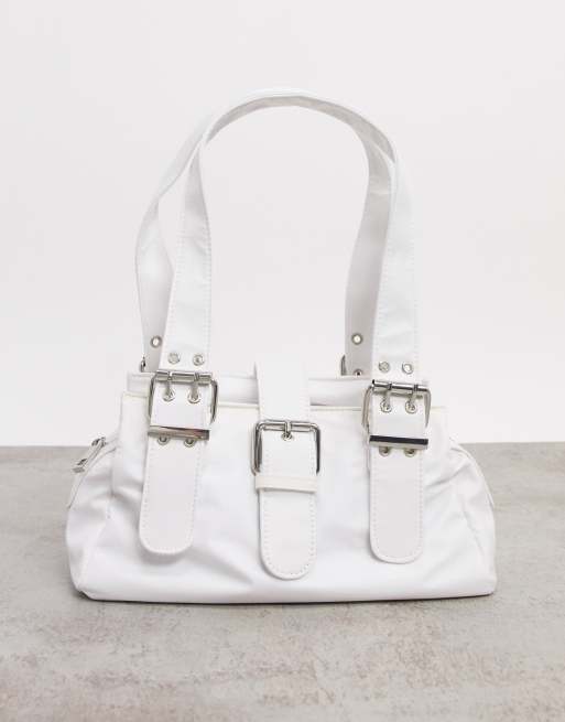 ASOS DESIGN white utility shoulder bag with buckles | ASOS