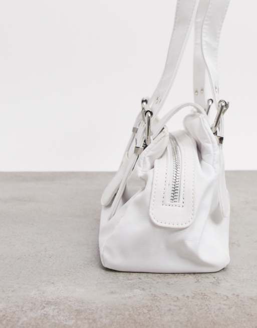 ASOS DESIGN white utility shoulder bag with buckles