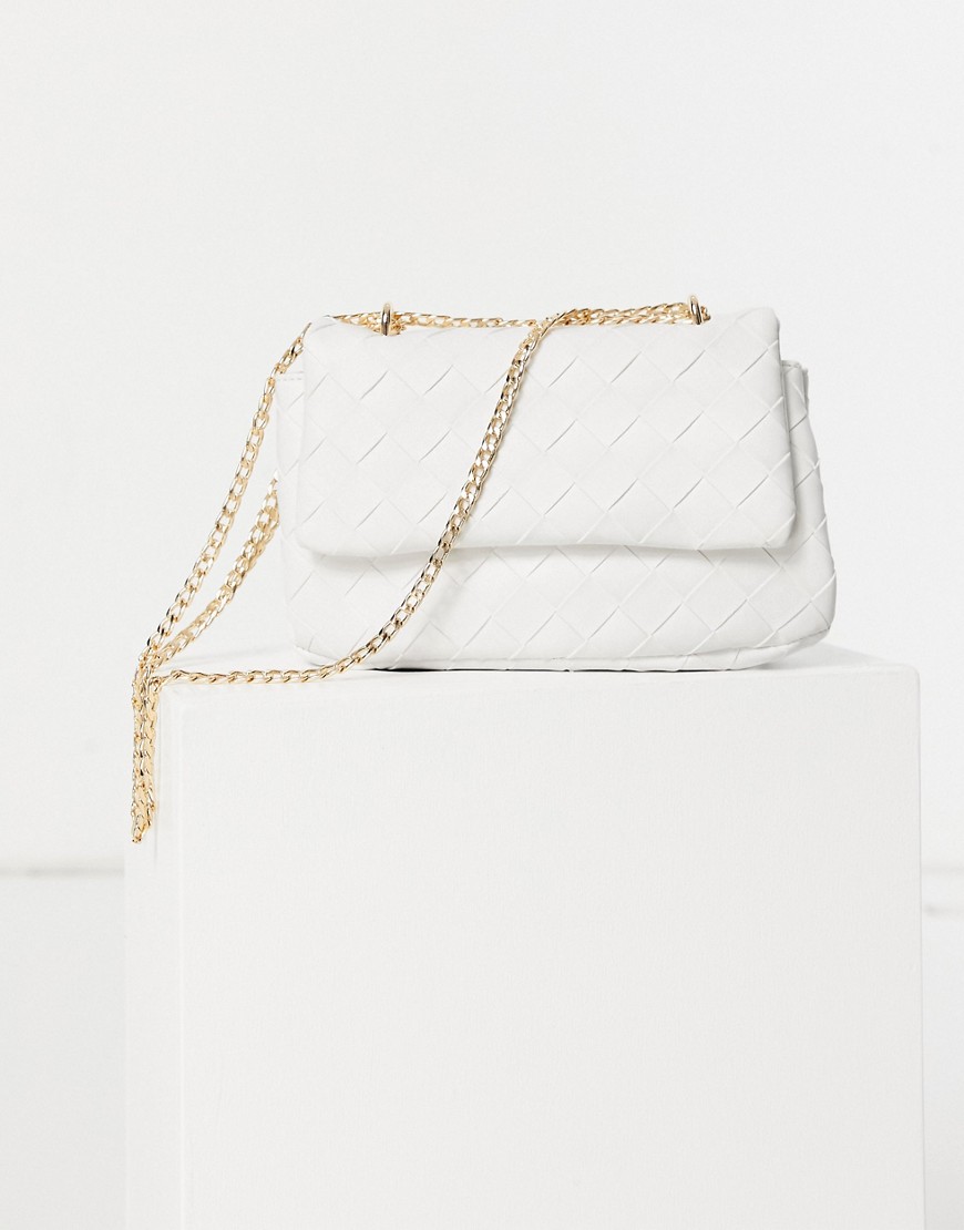 ASOS DESIGN white weave crossbody bag