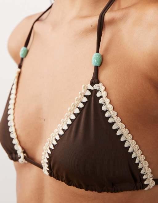 ASOS DESIGN – Whitney Whip Santorini – Triangel-Bikinioberteil in Braun, 4 von 4
