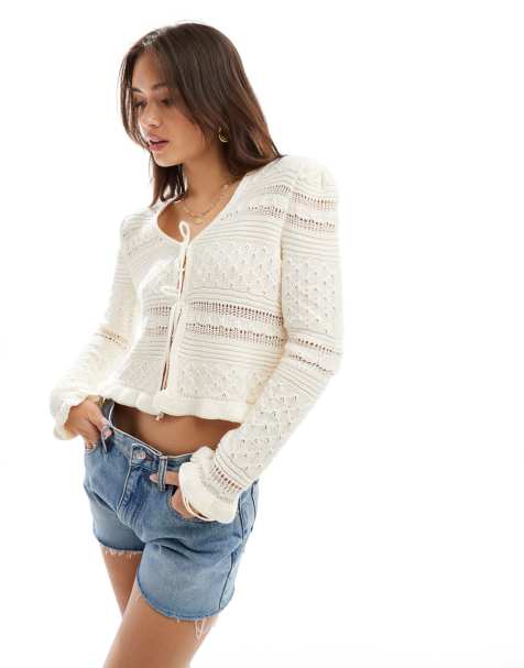 ASOS DESIGN – Wiązany z przodu dzianinowy kardigan ze ściegiem w paski - view 1