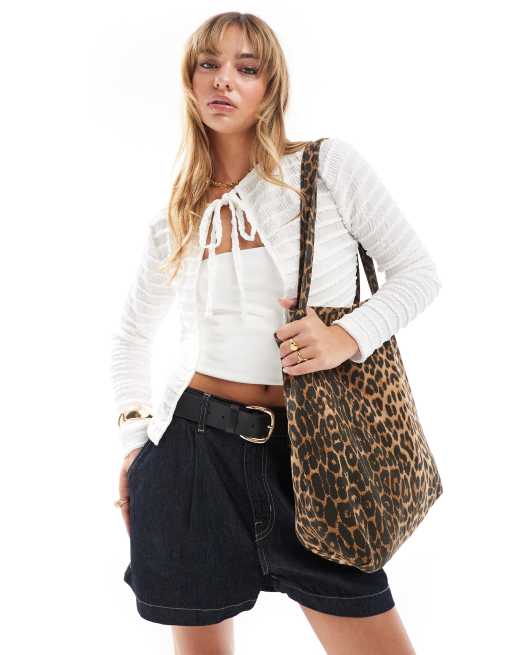 ASOS DESIGN – Wiązany z przodu kardigan z falbankami w kolorze kości słoniowej