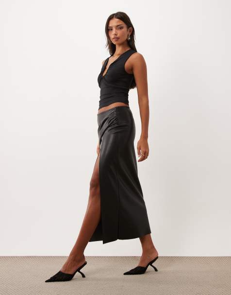 ASOS DESIGN Wickel-Bleistiftrock aus PU in Schwarz - view 1