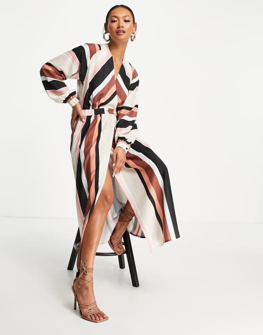 ASOS DESIGN – Wickel-Maxikleid mit Streifen