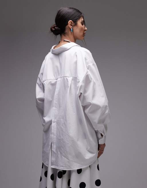 ASOS DESIGN – Wickel-Oberteil aus Popeline in Weiß mit geraffter Taille, 2 von 4