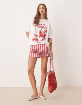 ASOS DESIGN - Wickel-Skort in Rosa gestreift-Bunt
