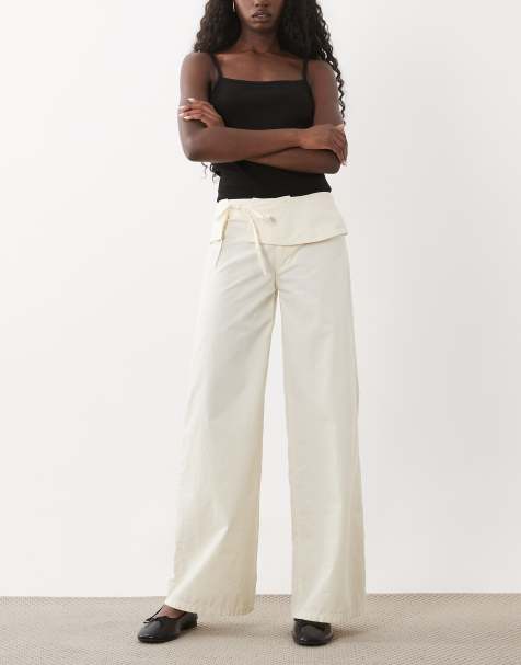 ASOS DESIGN Wickelhose mit umgeschlagenem Bund in Elfenbein - view 1