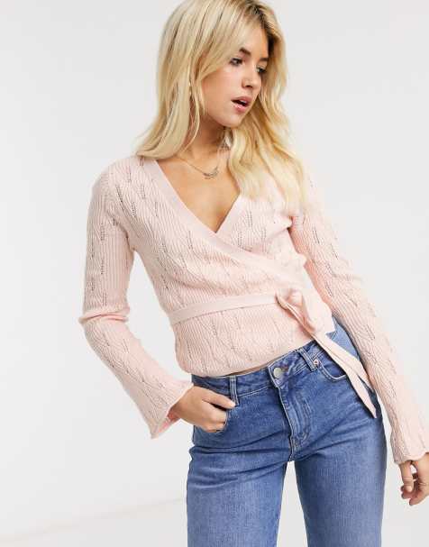 ASOS DESIGN – Wickelpullover mit Durchbruchmuster