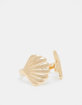 ASOS DESIGN - Wickelring in Goldoptik mit Muschel-Design-Goldfarben