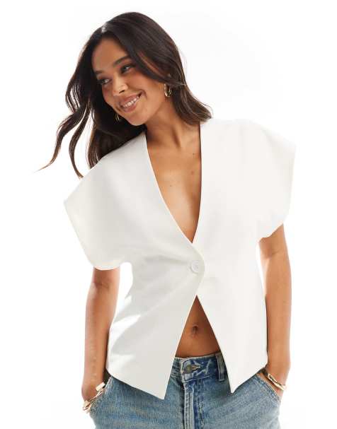 ASOS DESIGN – Wickelweste in Wollweiß - view 1