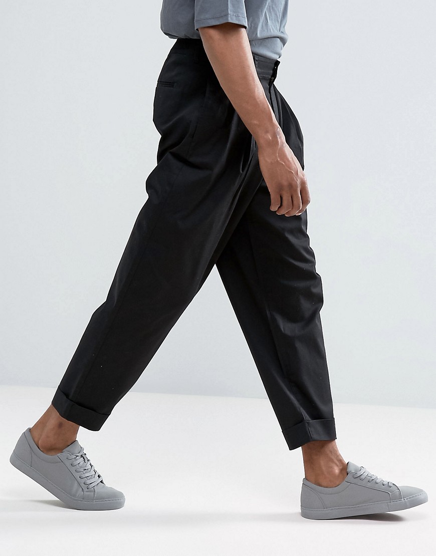 ASOS DESIGN wide balloon trousers in black