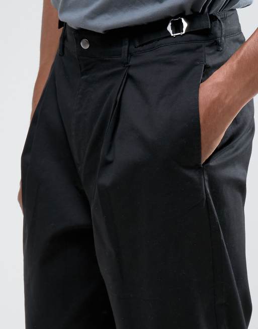 ASOS DESIGN wide balloon trousers in black, 3 of 4