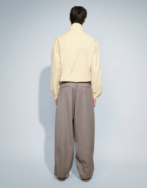 ASOS DESIGN wide barrel leg broek in donker steenstructuur, 3 van 6