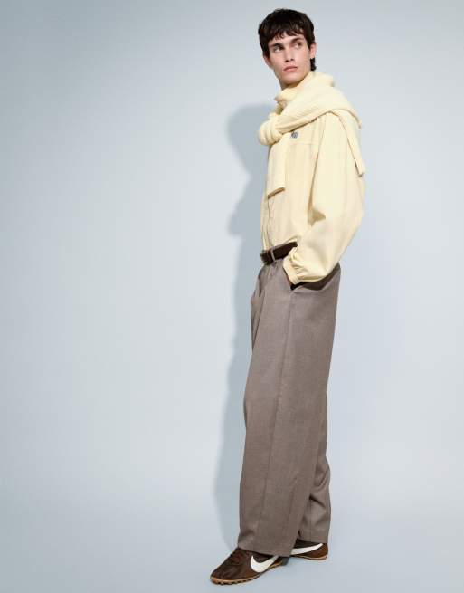 ASOS DESIGN wide barrel leg broek in donker steenstructuur, 4 van 6