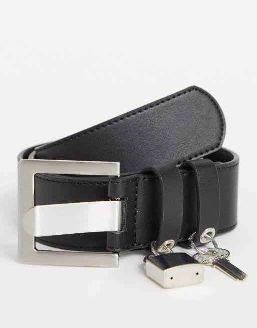 Saint Laurent Patent-leather Padlock Belt