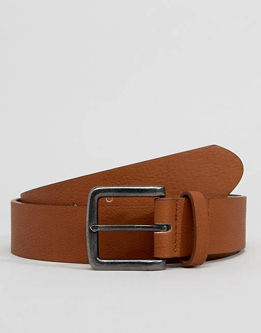 ASOS DESIGN wide belt in tan faux leather