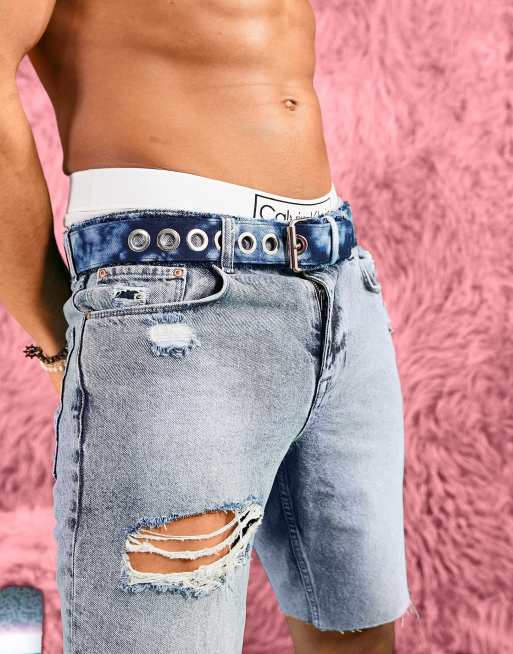 ASOS DESIGN wide belt in tie dye design with oversized eyelets