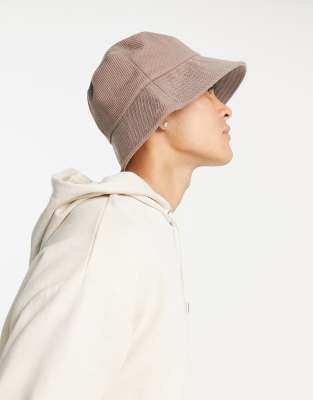 Asos Design Wide Brim Bucket Hat In Brown